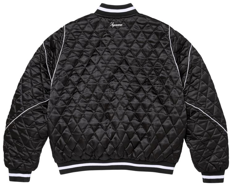 Supreme x Champion Quilted Satin Varsity Jacket Black