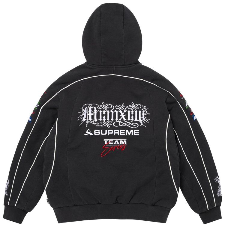 Supreme Racing Lined Zip Up Hooded Sweatshirt Black