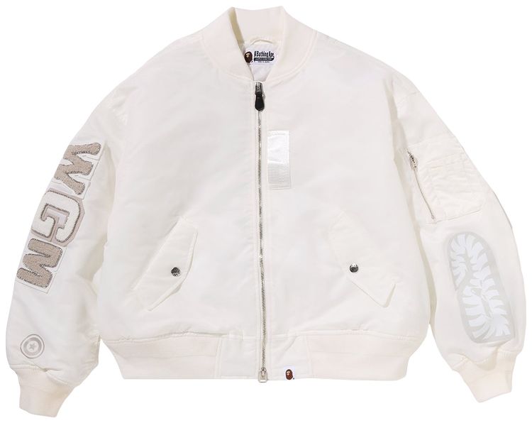 BAPE Oversized Shark Ma 1 Jacket White