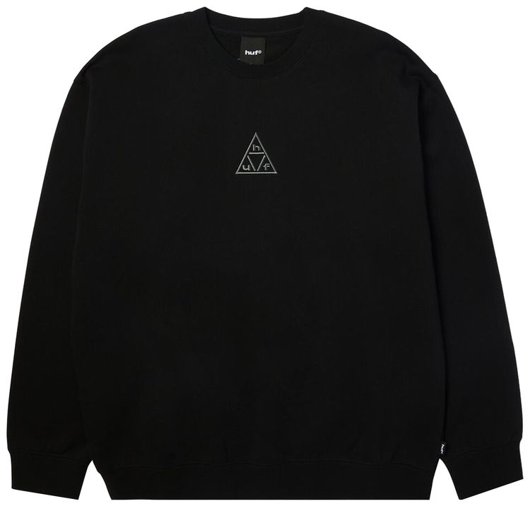 HUF Triple Triangle Embroidered Crew BlackGrey