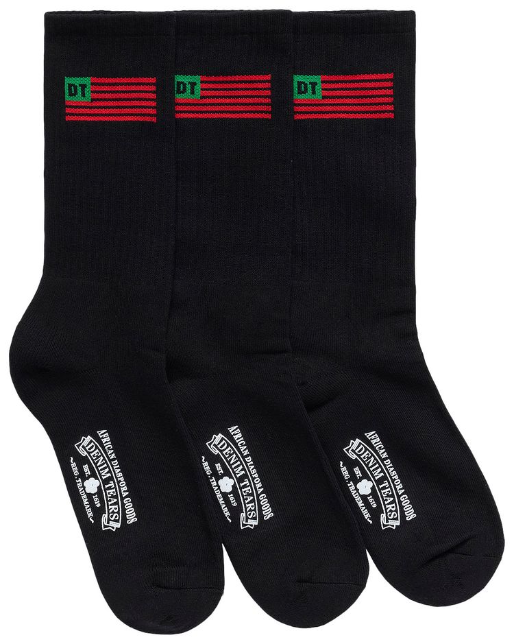 Denim Tears Flag Socks 3 Pack Black