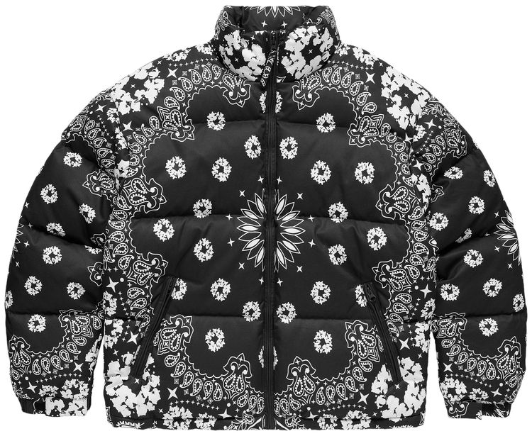 Denim Tears Cotton Wreath Paisley Puffer Jacket Black
