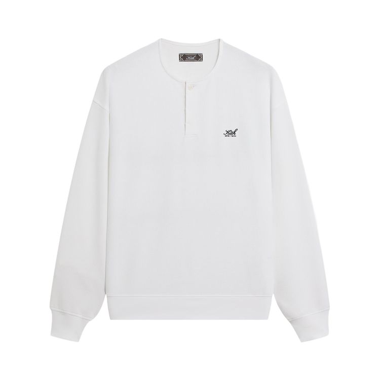 Kith Micro Waffle Long Sleeve Colby Pullover White