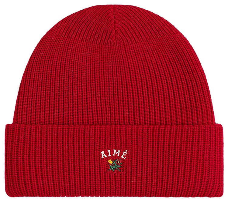 Aime Leon Dore Crest Merino Wool Beanie Equestrian Red