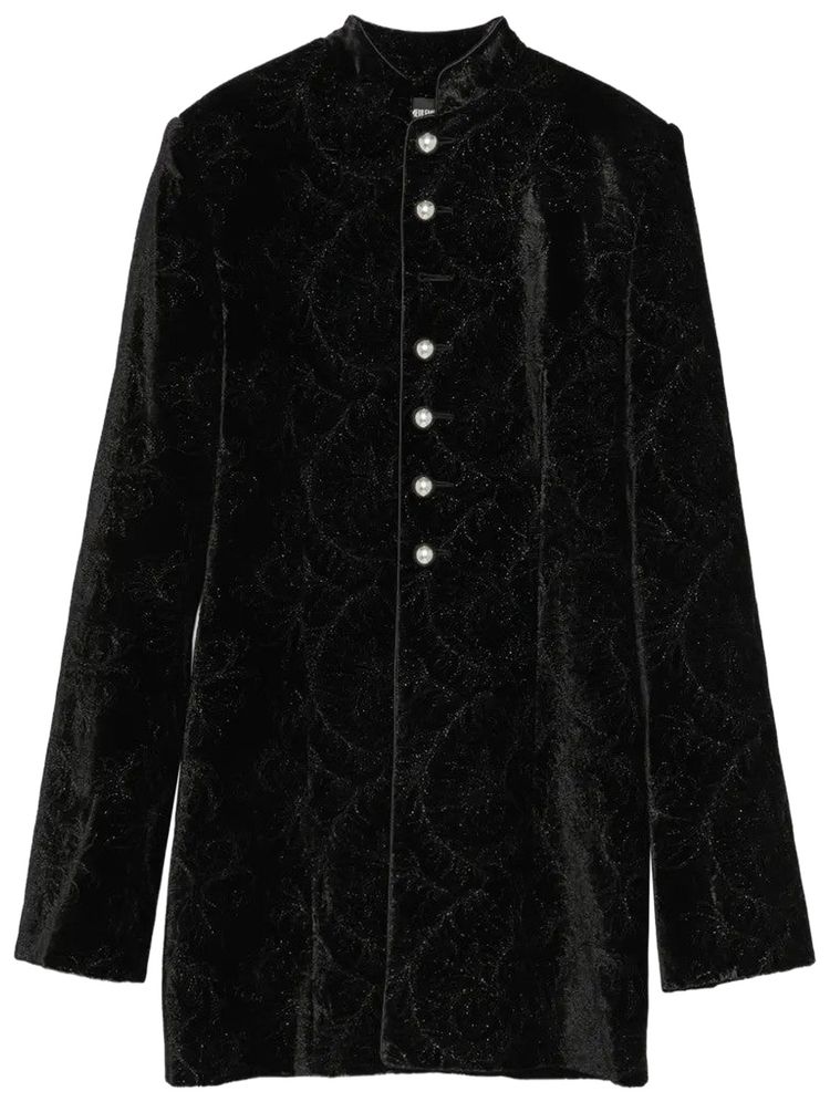 Ann Demeulemeester Yana Long Fitted Marsina Jacket Black