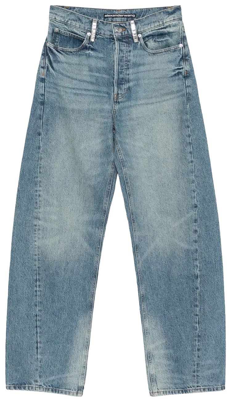 Alexander Wang Crystal Beltloops Float Mid Rise Relaxed Jean Tan