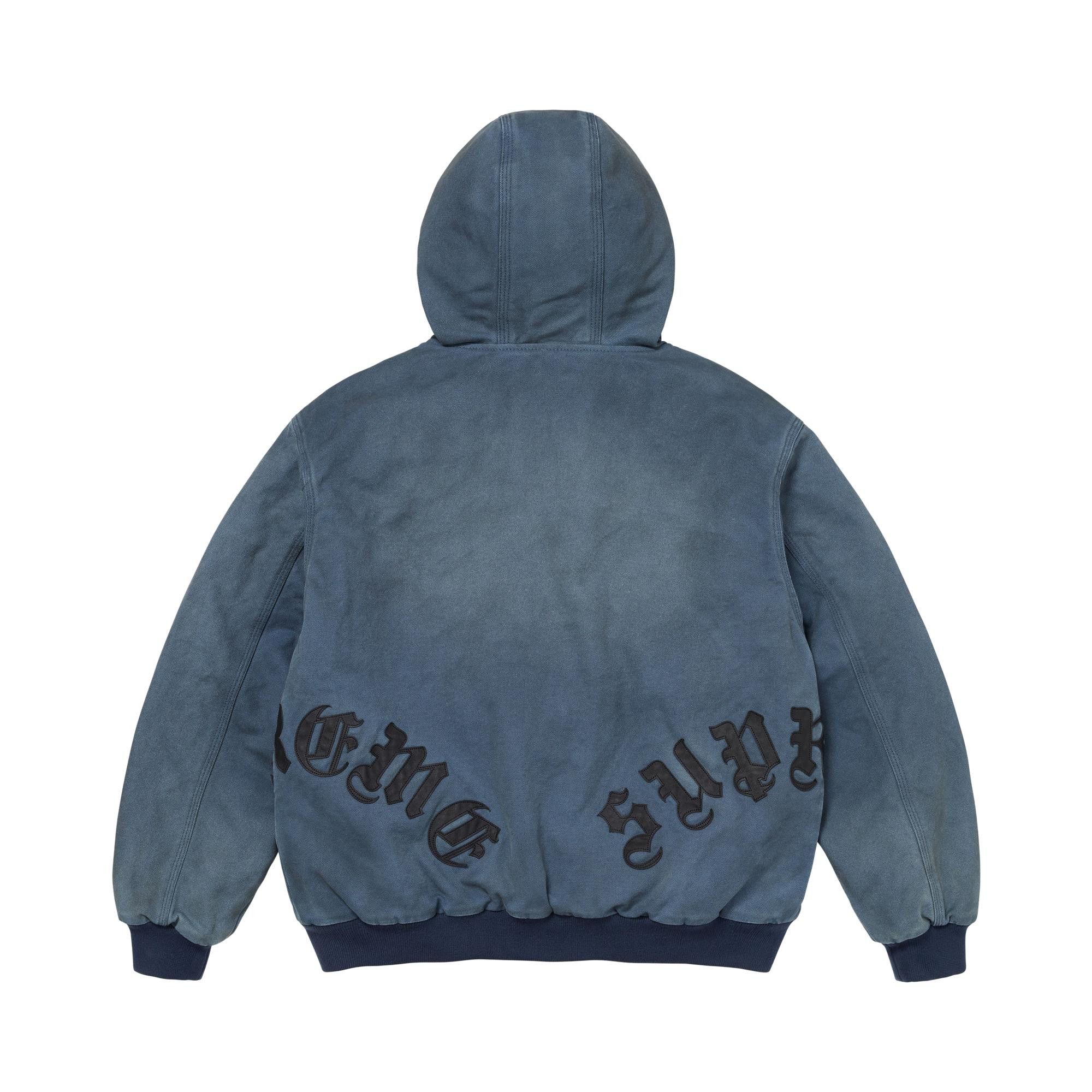 Buy Supreme Leather Appliqué Hooded Work Jacket 'Navy' - FW26J101