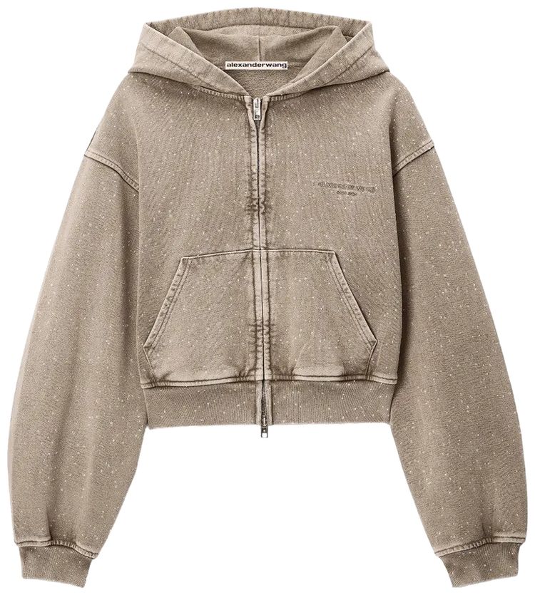 Alexander Wang Allover Hotfix Zip Up Hoodie Fallen Rock