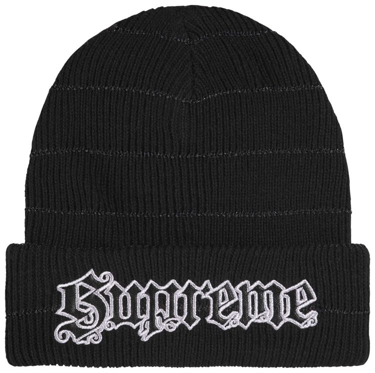 Supreme Metallic Stripe Beanie Black