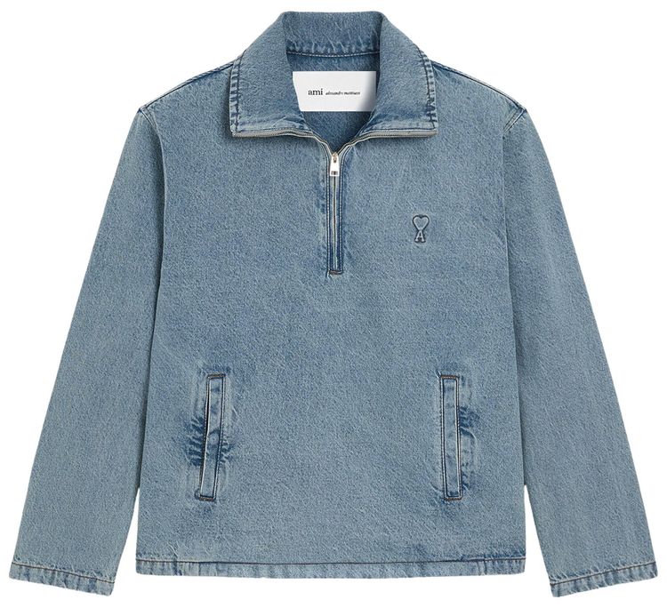 Ami Blue Cotton Vareuse With De Coeur Used Blue