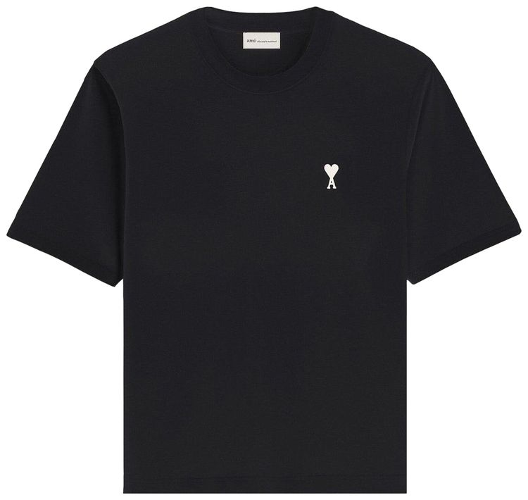 Ami Black Printed Cotton Place Des Victoires T Shirt BlackWhite