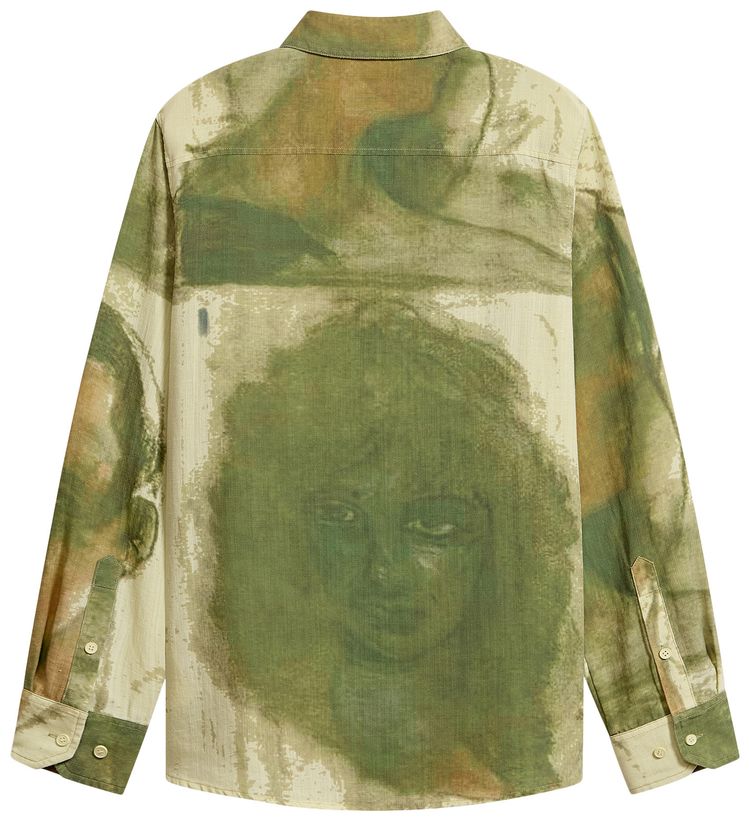 KidSuper Face Sketches Storm Flap Button Up Green