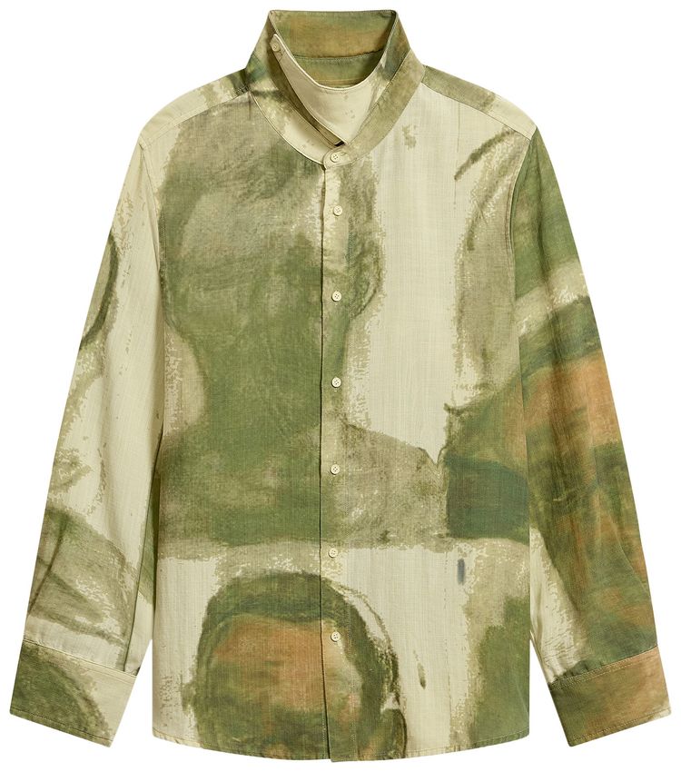 KidSuper Face Sketches Storm Flap Button Up Green