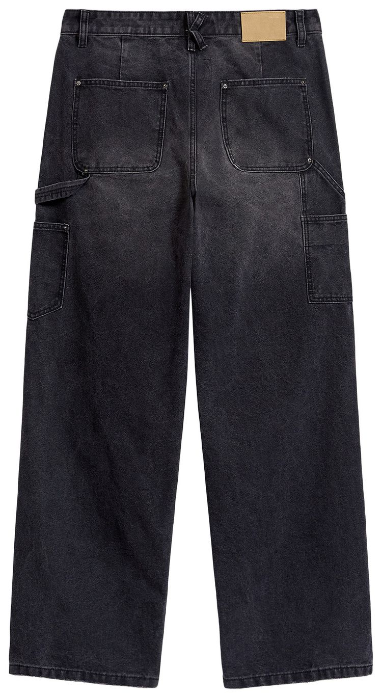 KidSuper Eye Badge Washed Double Knee Flocked Pant Washed Gray