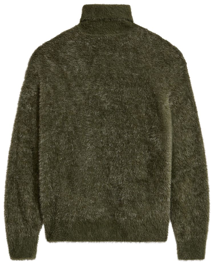 KidSuper Fuzzy Knit Hatched Face Turtle Neck Dark Green