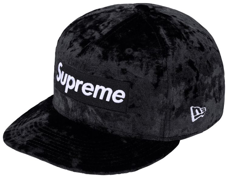 Supreme Crushed Velvet Box Logo New Era Black