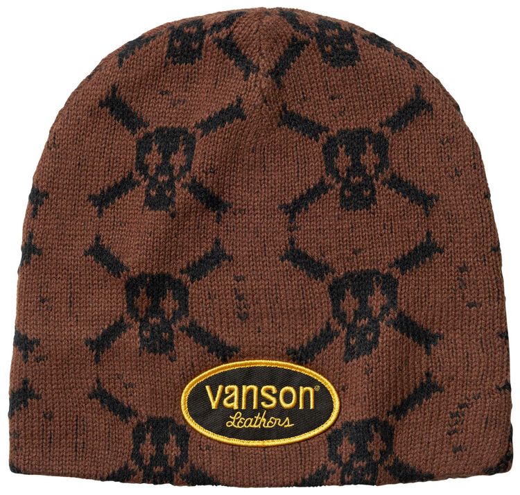 Supreme x Vanson Leathers Skull Beanie Brown