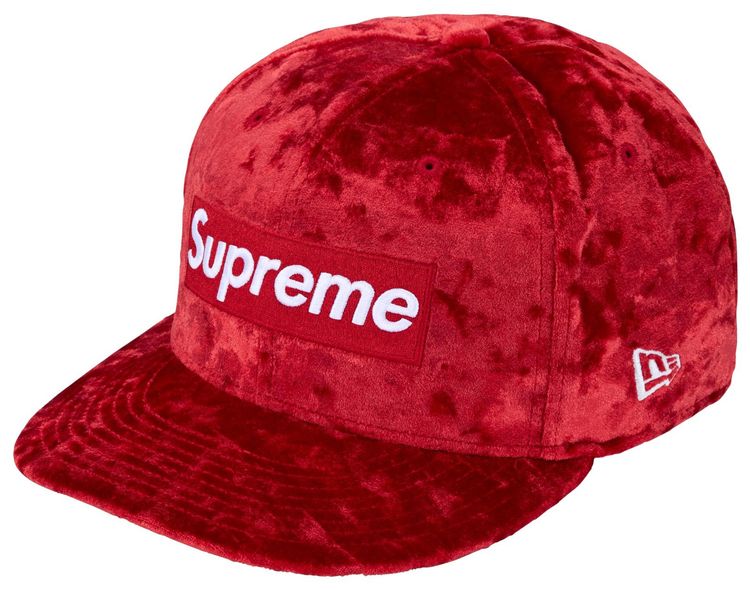 Supreme Crushed Velvet Box Logo New Era Red