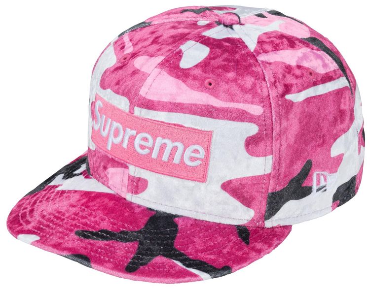 Supreme Crushed Velvet Box Logo New Era Pink Camo