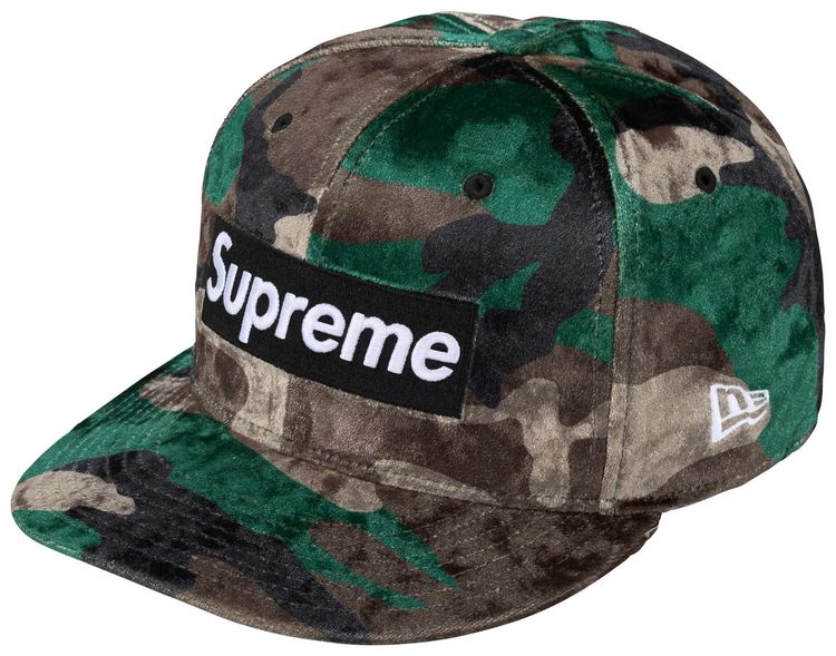 Supreme Crushed Velvet Box Logo New Era Woodland Camo