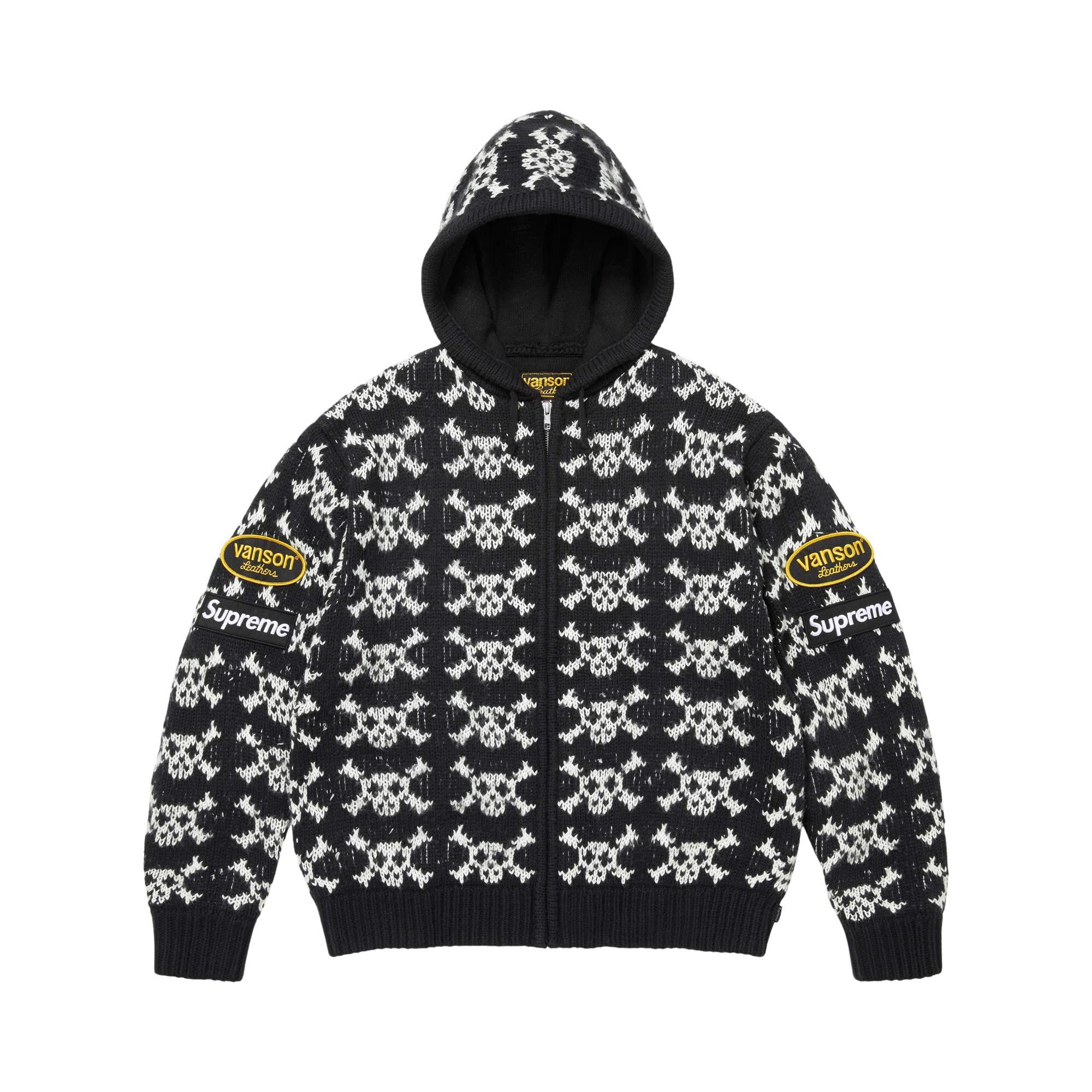 Buy Supreme x Vanson Leathers Skull Zip Up Hooded Sweater 'Black