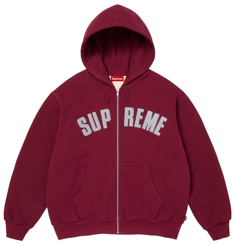 Supreme Arc Thermal Lined Zip Up Hooded Sweatshirt Cardinal