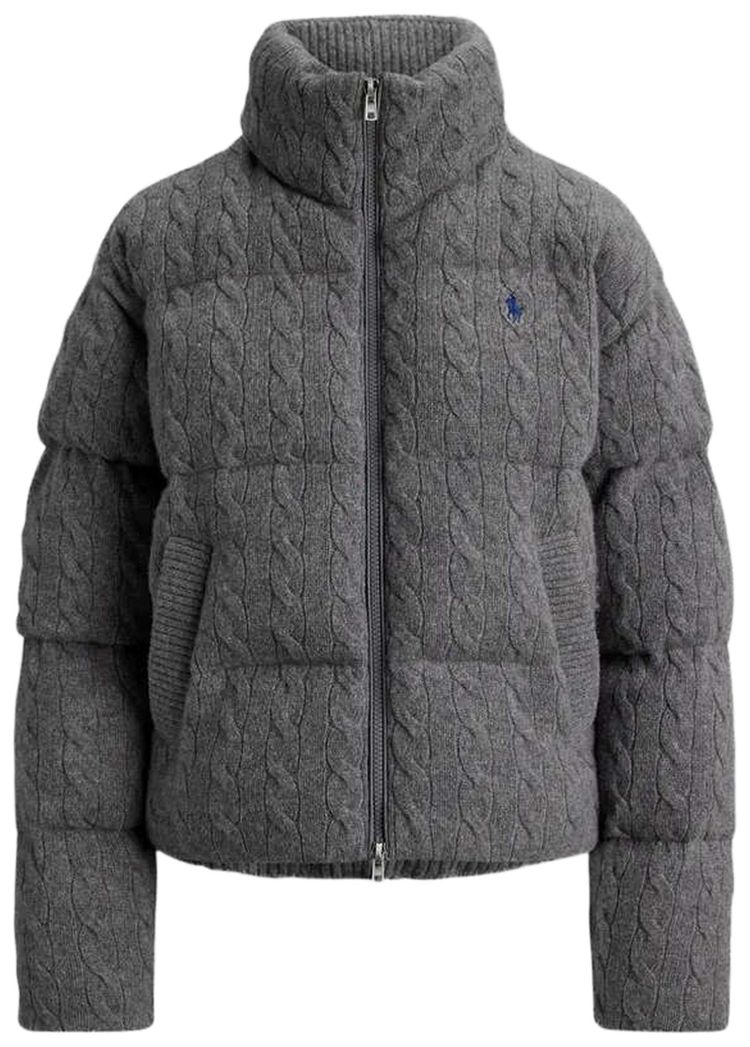Polo Ralph Lauren Sweater Puffer Jacket Flannel Grey Heather
