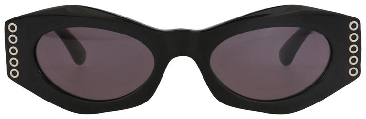 Alaia Round Frame Acetate Sunglasses Black Black Grey
