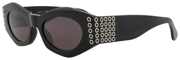 Alaia Round Frame Acetate Sunglasses Black Black Grey