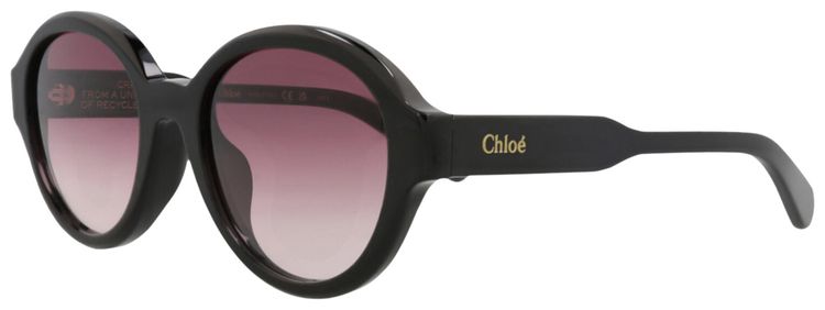 Chloe Round Frame Recycled Acetate Sunglasses Black Black Red