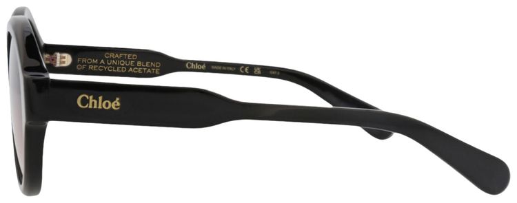 Chloe Round Frame Recycled Acetate Sunglasses Black Black Red