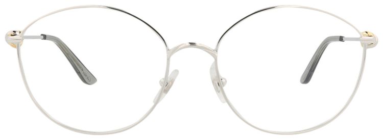 Cartier Photochromic Round Frame Metal Optical Frames Silver Silver Transparent