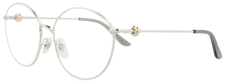 Cartier Photochromic Round Frame Metal Optical Frames Silver Silver Transparent