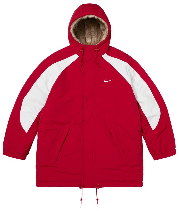 Supreme x Nike Faux Fur Reversible Parka Red