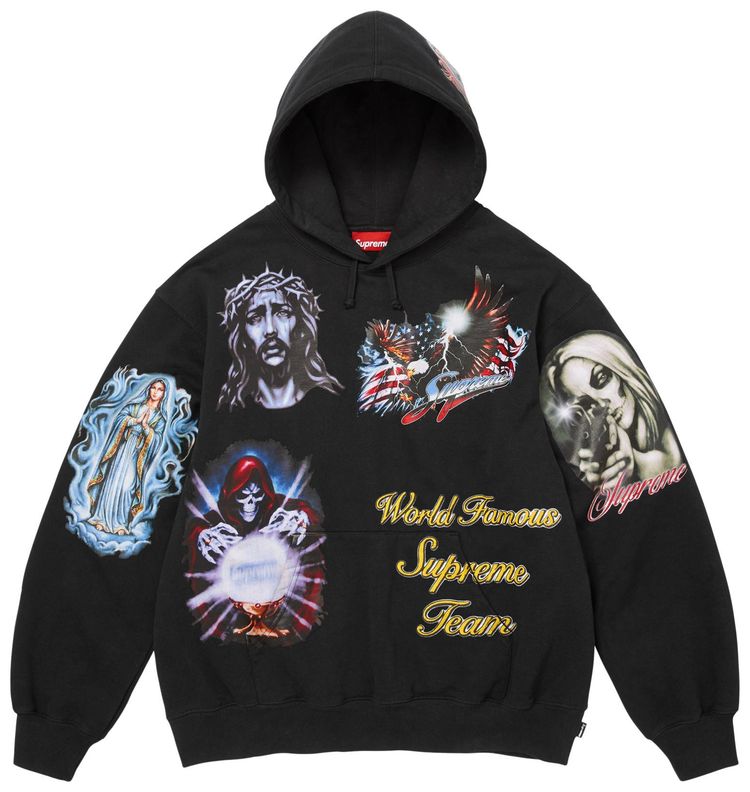 Supreme Stickers Hooded Sweatshirt Black
