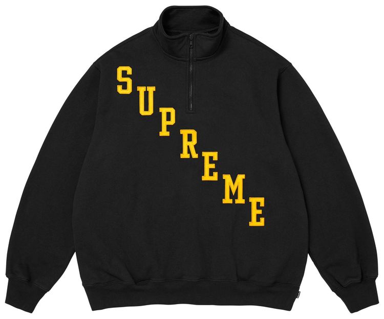 Supreme Slant Applique Half Zip Pullover Black