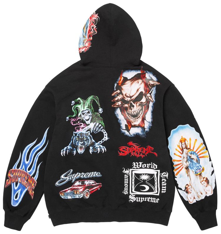Supreme Stickers Hooded Sweatshirt Black