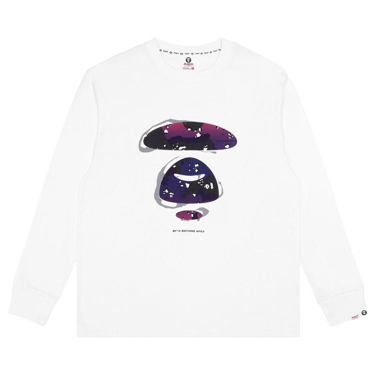 AAPE Moonface Camo Graphic Long Sleeve Tee White
