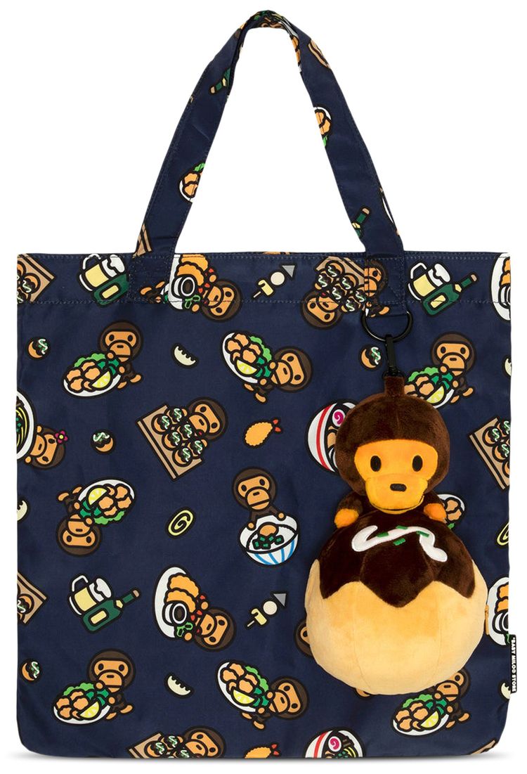 Baby Milo Store Milo Print Tote Bag With Plush Keychain NavyBlack