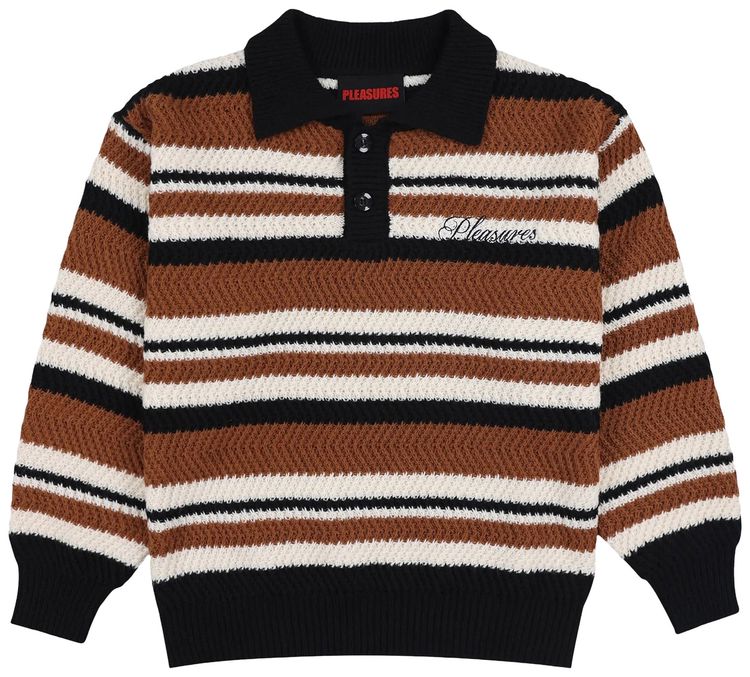 Pleasures Cooper Polo Sweater Brown