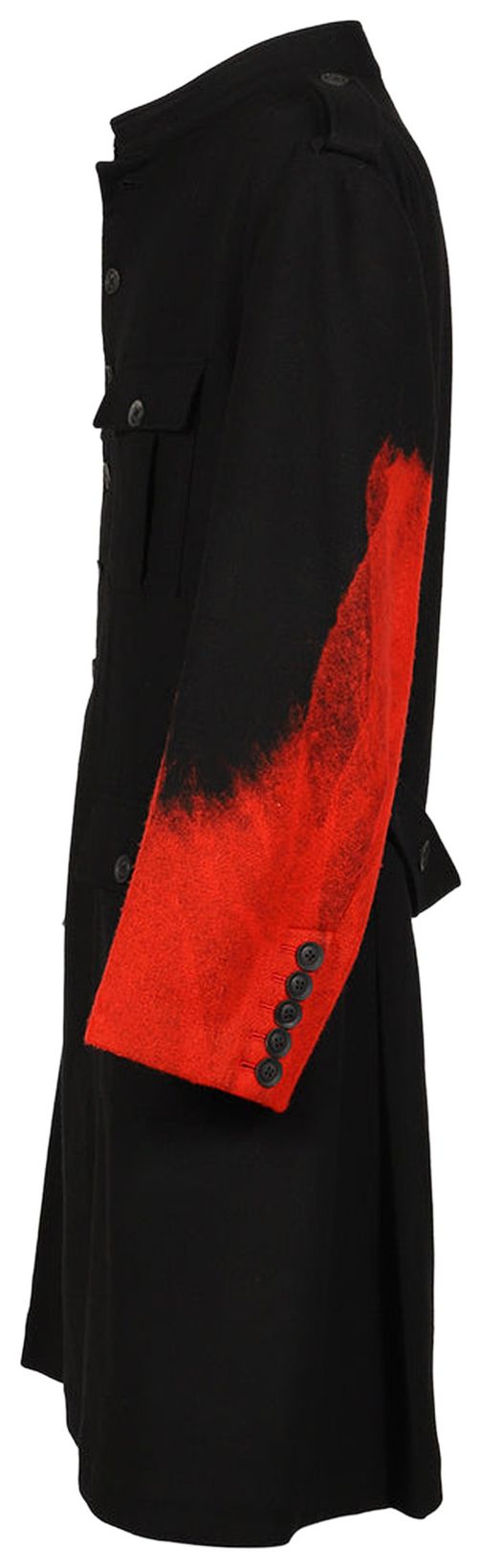 Yohji Yamamoto Needle Punched Flannel Red Military Jacket BlackRed