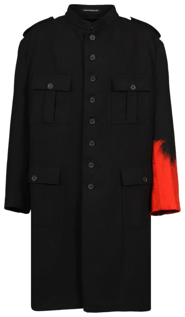 Yohji Yamamoto Needle Punched Flannel Red Military Jacket BlackRed