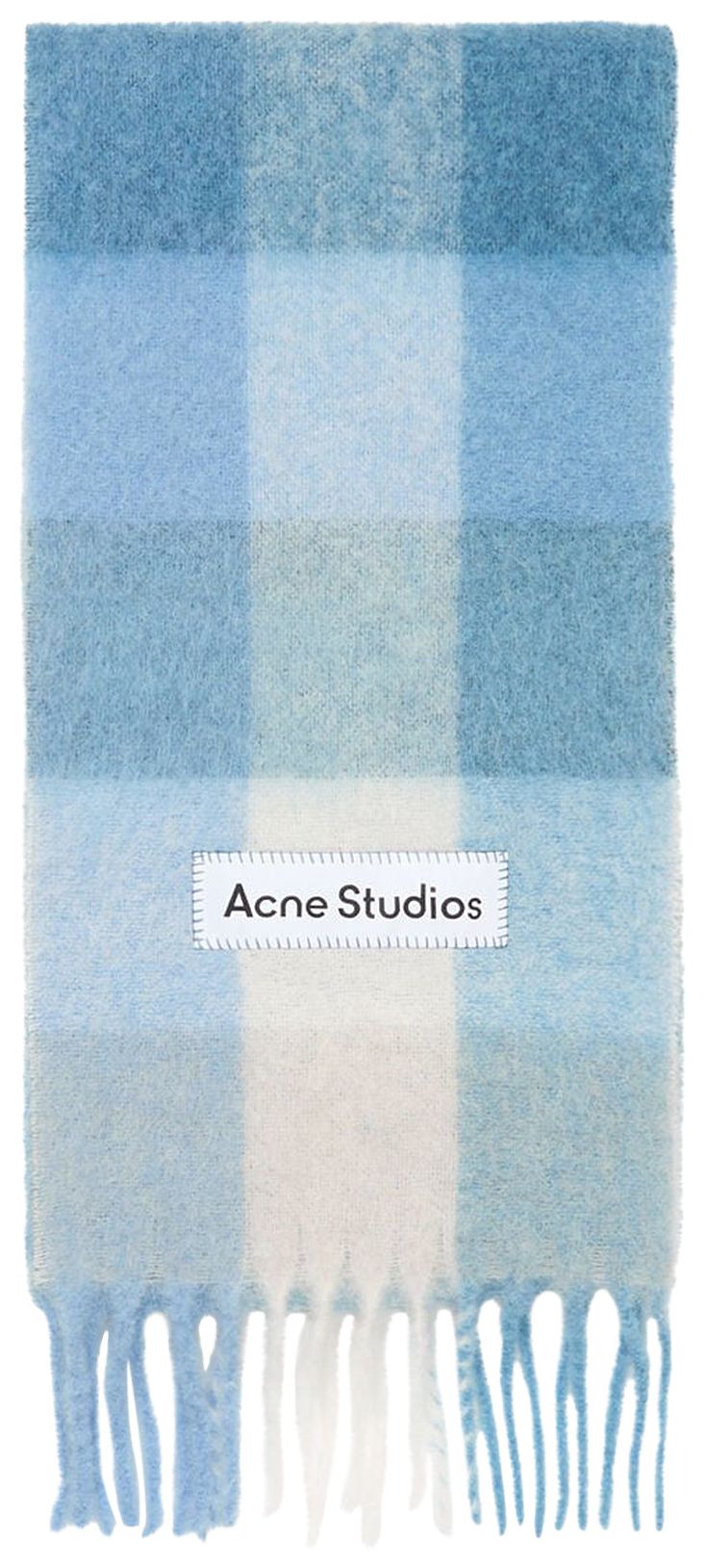 Acne Studios Mohair Checked Scarf Light BlueWhitePowder Blue