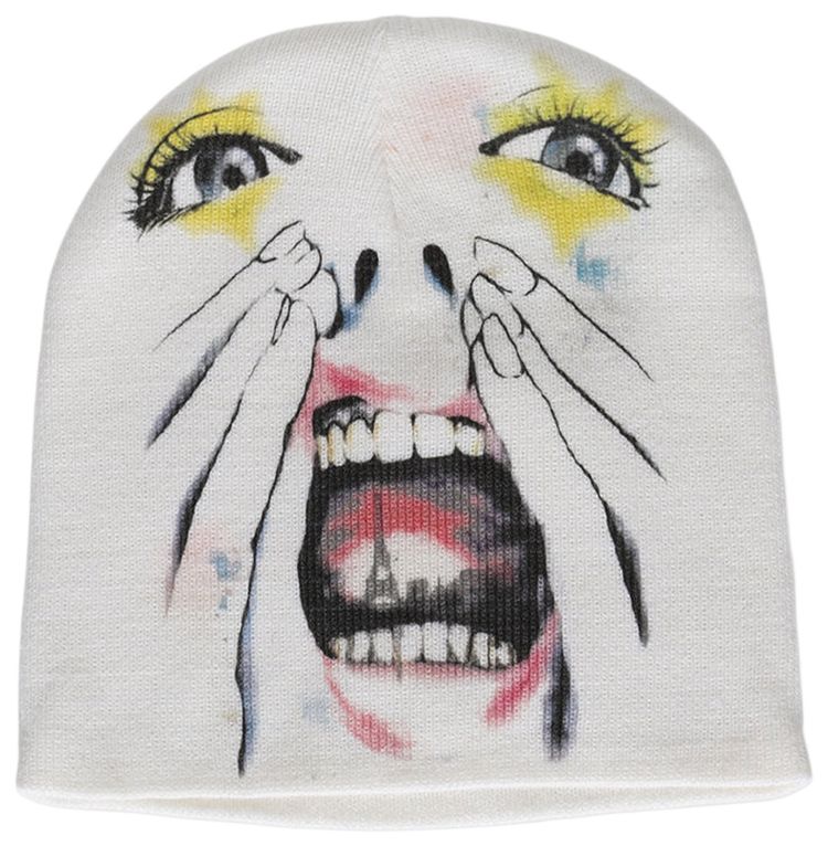 Hellstar Paint Surfer Face Beanie White