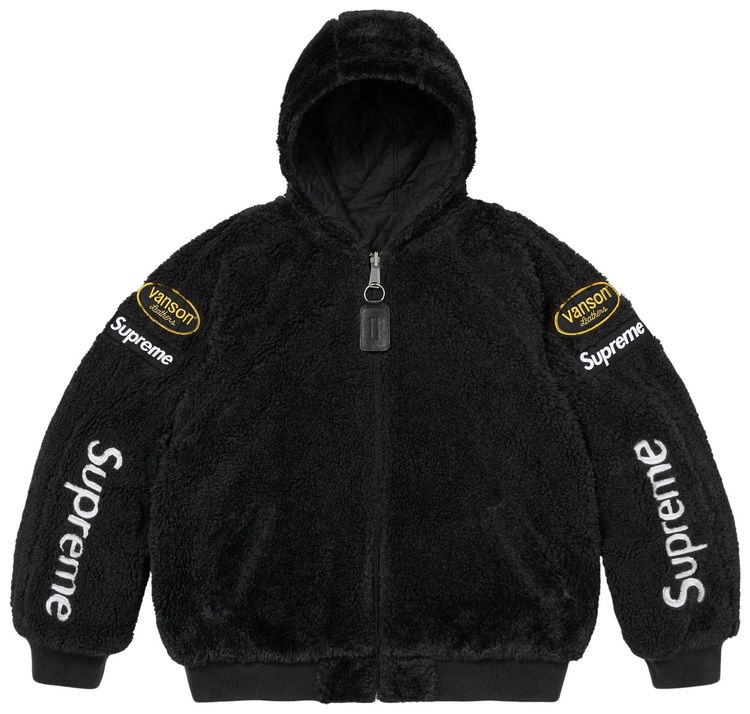 Supreme x Vanson Leathers Reversible Quilted Hooded Jacket Black