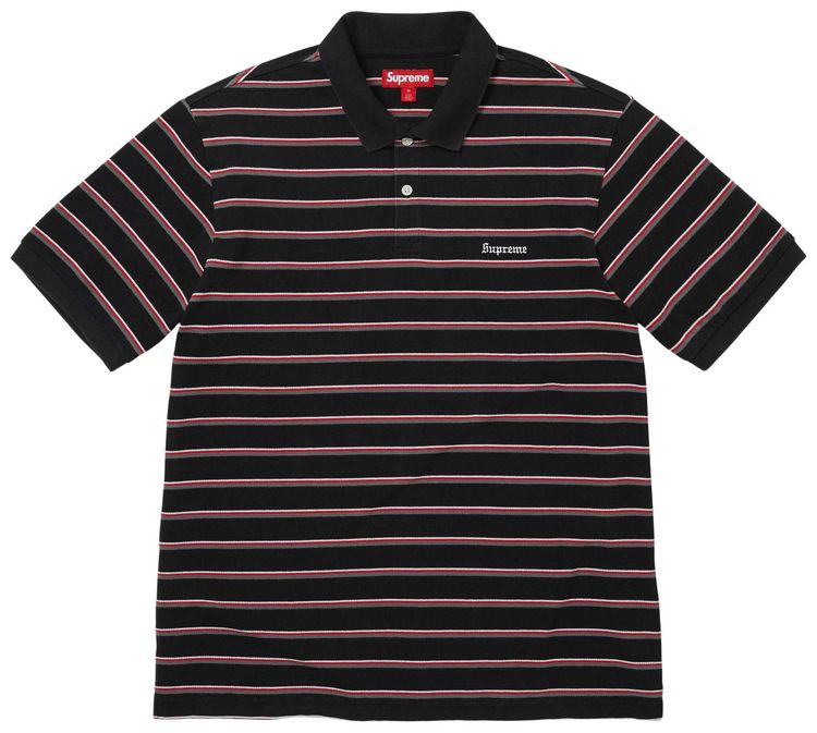 Supreme Stripe Polo Black