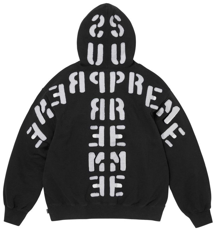 Supreme Mirrored Applique Hooded Sweatshirt Black