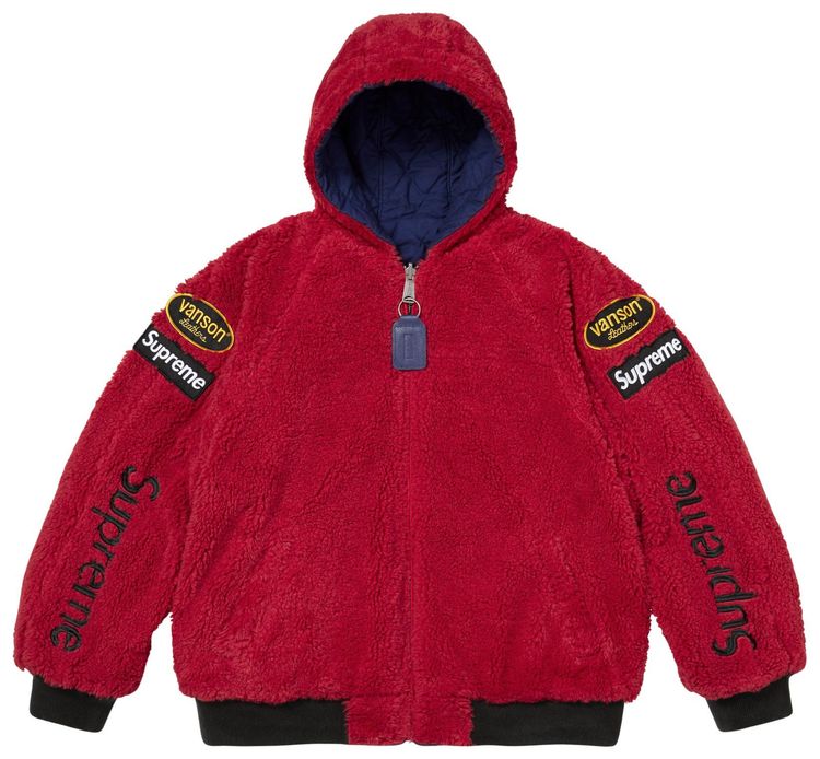 Supreme x Vanson Leathers Reversible Quilted Hooded Jacket Navy
