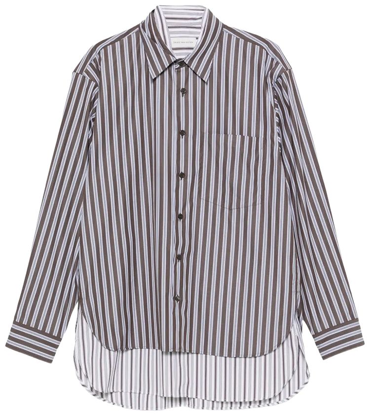 Dries Van Noten Striped Shirt Brown