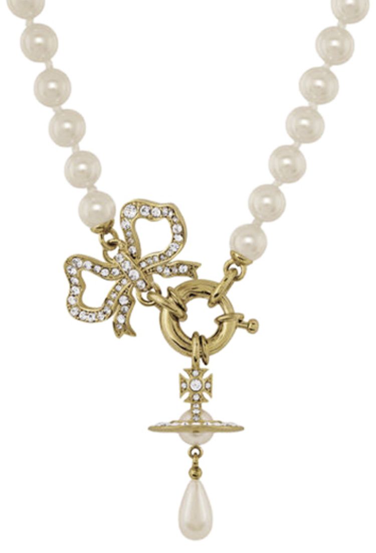 Vivienne Westwood Rigoberta Pearl Necklace Crystal Creamrose Pearl